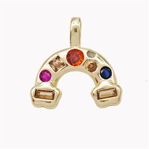 Copper Rainbow Pendant Micropave Zirconia Gold Plated, approx 17mm