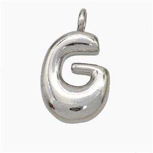 Copper Letter-G Pendant Platinum Plated, approx 13-18mm