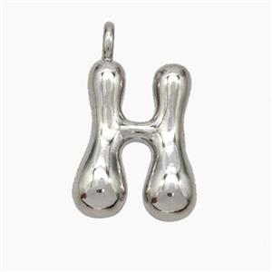 Copper Letter-H Pendant Platinum Plated, approx 13-18mm