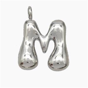 Copper Letter-M Pendant Platinum Plated, approx 13-18mm