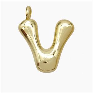 Copper Letter-V Pendant Gold Plated, approx 13-18mm