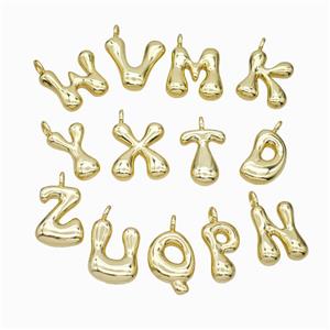 Copper Alphabet Pendant Mix Letters Gold Plated, approx 13-18mm