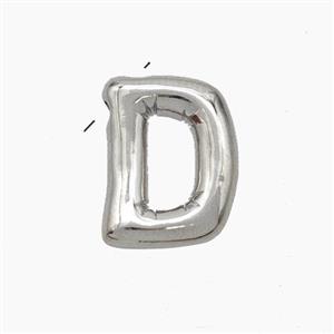 Copper Letter-D Pendant Platinum Plated, approx 10-15mm