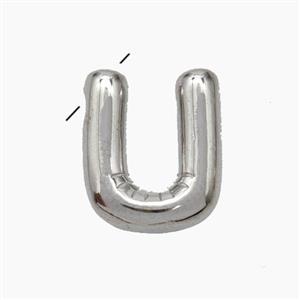 Copper Letter-U Pendant Platinum Plated, approx 10-15mm