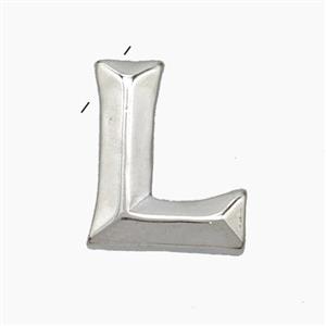Copper Letter-L Pendant Platinum Plated, approx 15-18mm