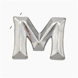 Copper Letter-M Pendant Platinum Plated, approx 15-18mm