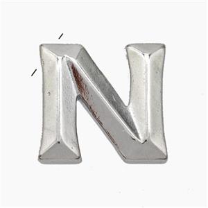 Copper Letter-N Pendant Platinum Plated, approx 15-18mm