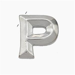 Copper Letter-P Pendant Platinum Plated, approx 15-18mm