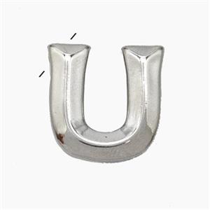 Copper Letter-U Pendant Platinum Plated, approx 15-18mm