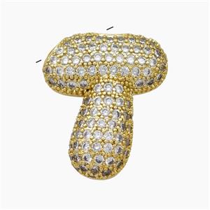 Copper Letter-T Pendant Pave Zirconia Gold Plated, approx 18-30mm