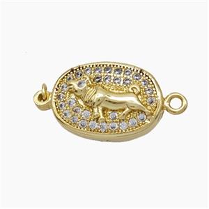 Copper Tiger Connector Pave Zirconia Chinese Zodiac Gold Plated, approx 10-14mm