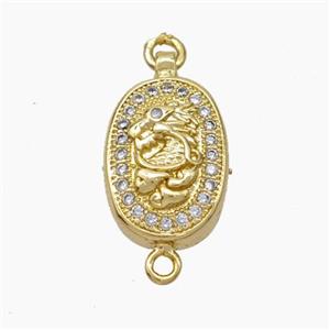 Copper Dragon Connector Pave Zirconia Chinese Zodiac Gold Plated, approx 10-14mm