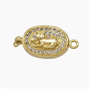 Copper Sheep Connector Pave Zirconia Chinese Zodiac Gold Plated, approx 10-14mm