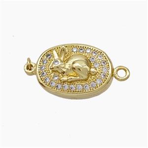 Copper Hare Connector Pave Zirconia Chinese Zodiac Gold Plated, approx 10-14mm