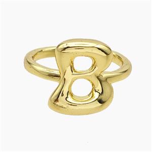 Copper Letter-B Rings Gold Plated, approx 10-15mm, 18mm dia