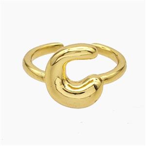 Copper Letter-C Rings Gold Plated, approx 10-15mm, 18mm dia