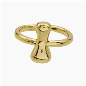 Copper Letter-I Rings Gold Plated, approx 10-15mm, 18mm dia