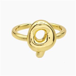 Copper Letter-Q Rings Gold Plated, approx 10-15mm, 18mm dia