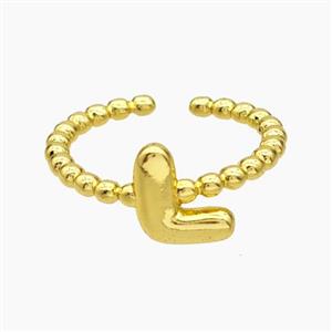 Copper Letter-L Rings Gold Plated, approx 8-10mm, 18mm dia