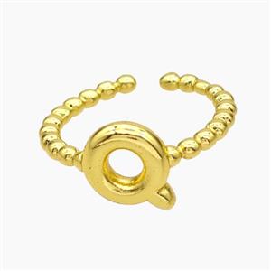Copper Letter-Q Rings Gold Plated, approx 8-10mm, 18mm dia