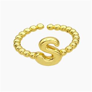 Copper Letter-S Rings Gold Plated, approx 8-10mm, 18mm dia