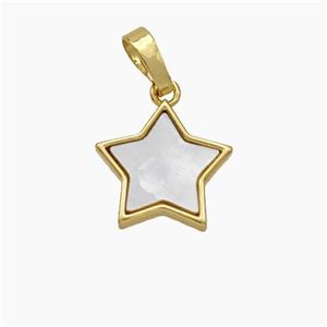 Copper Star Pendant Pave Shell Gold Plated, approx 13mm