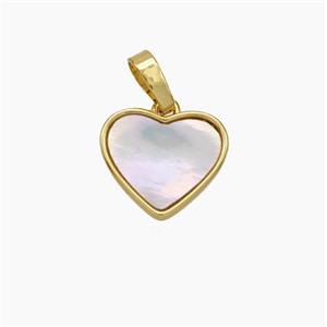 Copper Heart Pendant Pave Shell Gold Plated, approx 13mm