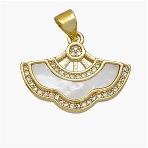 Copper Skirt Pendant Pave Shell Zirconia 18K Gold Plated, approx 14-21mm