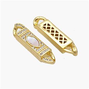 Copper Stick Connector Pave Shell Zirconia Eye 18K Gold Plated, approx 6-33mm