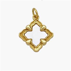 Copper Clover Pendant Pave Shell Gold Plated, approx 15mm