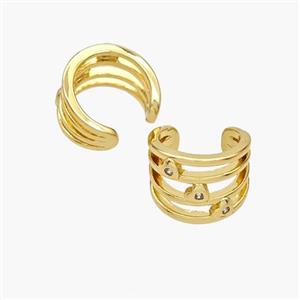 Copper Clip Earrings Pave Zirconia Gold Plated, approx 10mm, 13mm dia