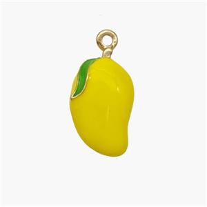 Copper Mango Pendant Yellow Enamel Gold Plated, approx 10-15mm