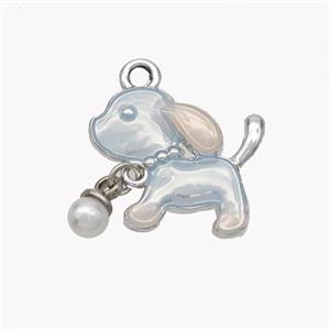 Acrylic Dog Pendant Platinum Plated, approx 15-16mm