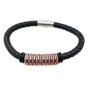 PU leather bracelet with magnetic clasp, approx 6mm, 70mm dia