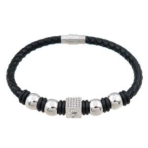 PU leather bracelet with magnetic clasp, approx 6mm, 70mm dia