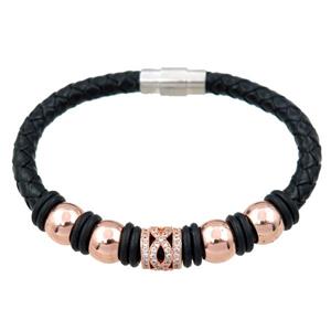 PU leather bracelet with magnetic clasp, approx 6mm, 70mm dia