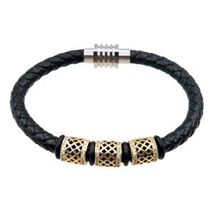 PU leather bracelet with magnetic clasp, approx 6mm, 70mm dia