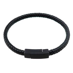 PU leather bracelets with magnetic clasp, approx 6mm, 70mm dia