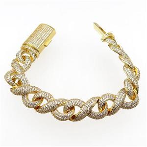 copper bracelets pave zircon, gold plated, approx 14mm, 20cm length