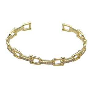 Copper Bangle Pave Zircon Gold Plated, approx 8mm, 50-60mm
