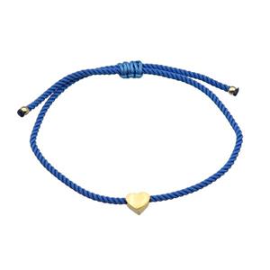 Blue Nylon Bracelet Heart Adjustable, approx 7mm, 1.8mm, 16-23cm length