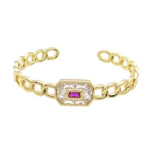 Copper Bangle Pave Zircon Gold Plated, approx 12-18mm, 45-60mm