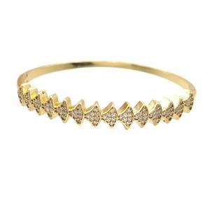 Copper Bangle Pave Zircon Gold Plated, approx 8mm, 50-60mm dia