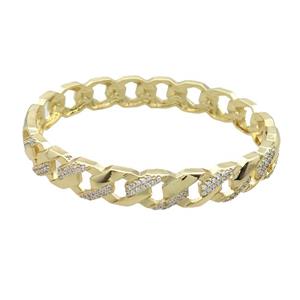 Copper Bangle Pave Zricon Gold Plated, approx 10mm, 50-60mm dia