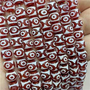 Tibetan Agate Beads Smooth Round Red Evil Eye, approx 8mm dia