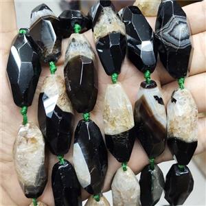 Green Druzy Agate Beads Faceted Rice Dye, approx 15-40mm, 9pcs per st