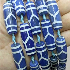 Tibetan Agate Rice Beads Blue Dye, approx 14-40mm