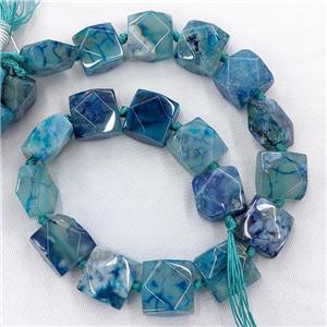 Natural Sakura Agate Beads Faceted Square Blue Dye, approx 18-20mm