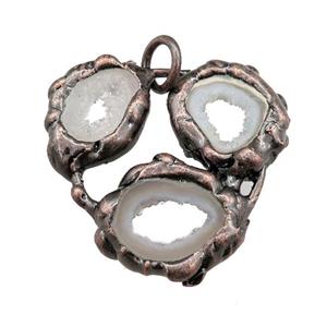 Agate Druzy pendant, antique red, approx 35mm