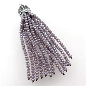 Tassel pendant with purple crystal glass, approx 12mm, 60mm length